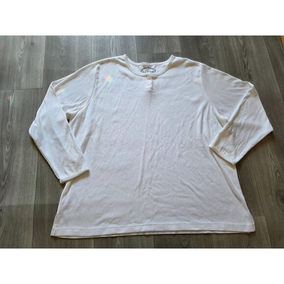 L.A. Blues Womens White Ribbed Henley Top Size 22/24W Cotton Blend Long Sleeve - Picture 3 of 7